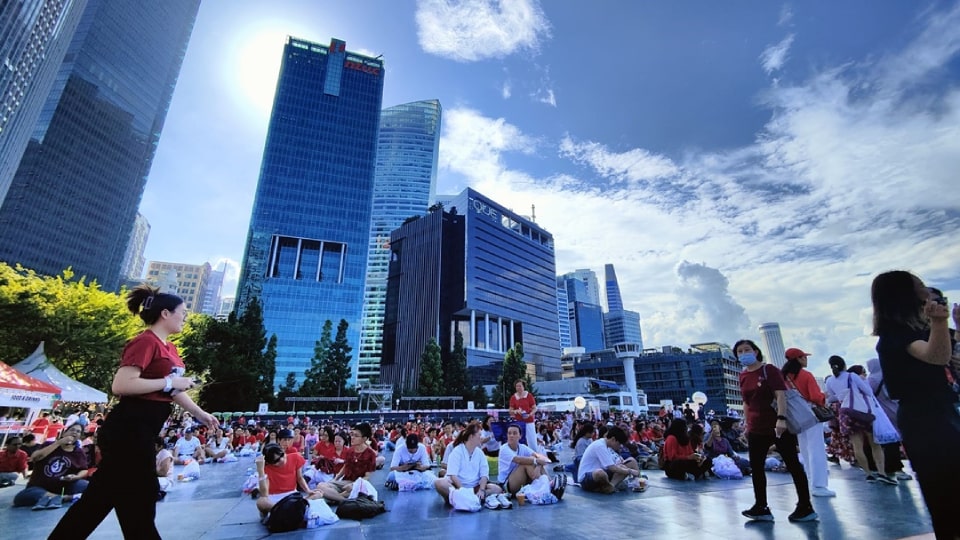 Crowd at central business district