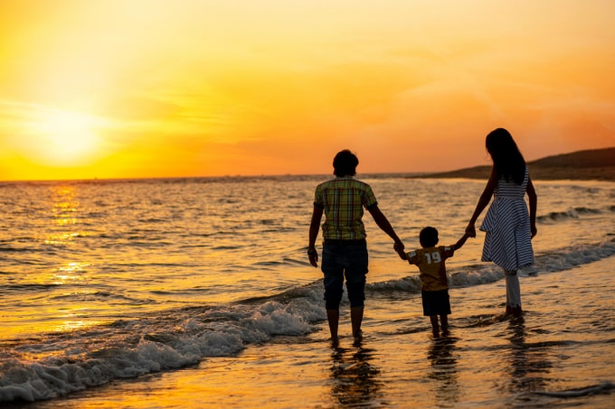 family at the beach